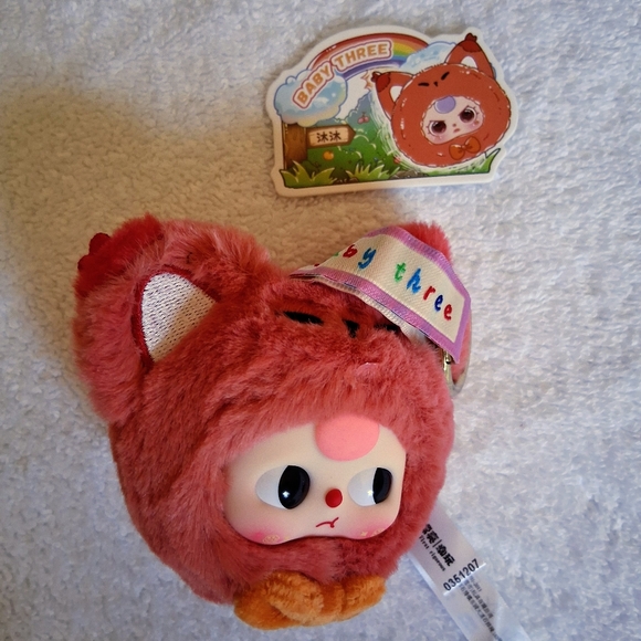 Baby Three Tiny Animal Head Series, Plush Pendant Key Chain/Bag- FOX Boba 👀 - Picture 5 of 7